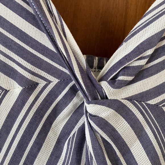 Gentle Fawn Mischa Dress White Blue Stripes Knee Length Asymmetrical Hem - Picture 5 of 10